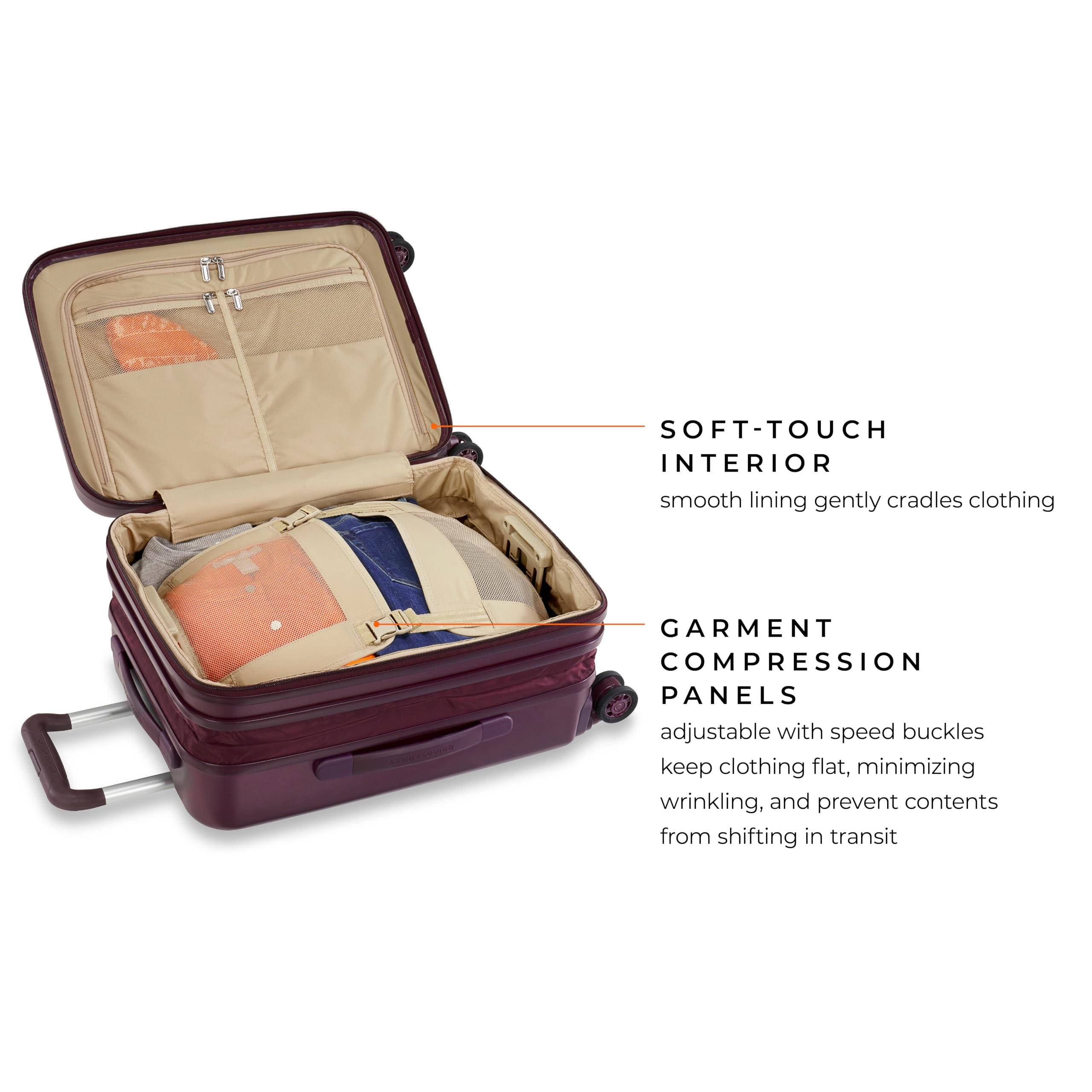 Sympatico Hardside International Spinner Luggage, Plum, 21-Inch Carry-On