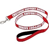 Just 4 PawsPadded Emotional Support Leash with Neoprene Handle & Reflective Print on Both Sides, 4 Foot Long, 2 Widths, for Harnesses, Vests or Collars, (Regular 4' X 5/8", Red)
