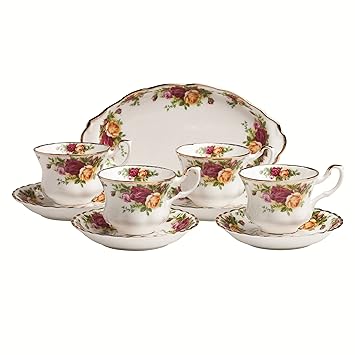 Royal Doulton Bone China Albert Old Country Roses 9-Piece Completer Teaset(White)