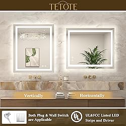 TETOTE LED Bathroom Mirror with Lights 40 x 32