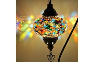 10 Variation Mosland Home Turkish Lamp Mosaic Table Lamps | Turkish Moroccan Lamp with Bronze Base | Handmade Swan Neck Tiffa