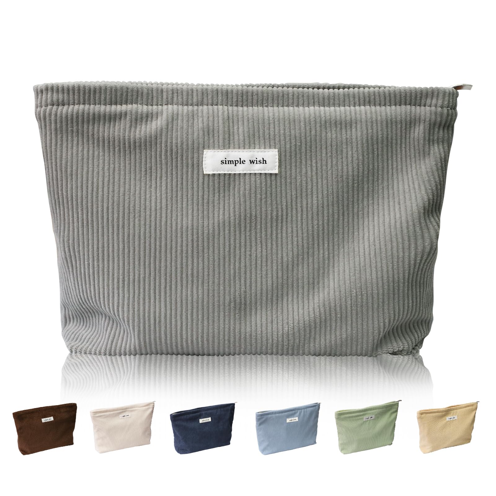 Photo 1 of Wudygirl Cosmetic Bags for Women Travel Makeup Bag Large Capacity Makeup Pouch Cute Makeup Bag Organizer Handbags Purses Zipper Pouch Corduroy (Dark Gray)