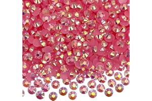 HONKOOLLY 3000pcs 4mm Resin Rhinestone AB Color Round Flatback Jelly Resin Rhinestones Glitter Diamond Stone for DIY Crafts Face Makeup Cups Bottles Tumblers(4mm, 8 Jelly Pink AB)
