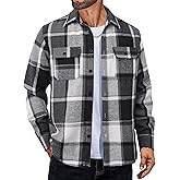 COOFANDY Mens Flannel Shirts Long Sleeve Plaid Shirt Jacket Button Down Shirt with Pockets