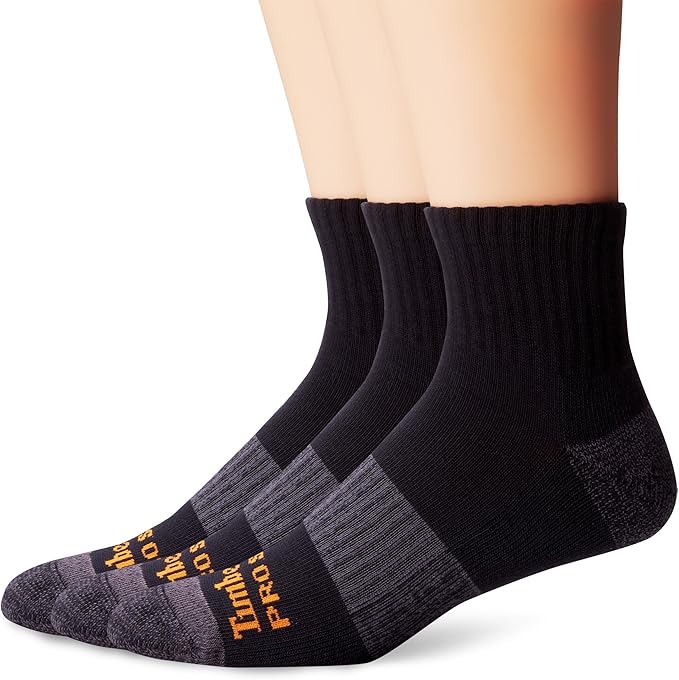 Timberland Pro Men's 3 Pack Reinforced Heel Toe Work Quarter Sock