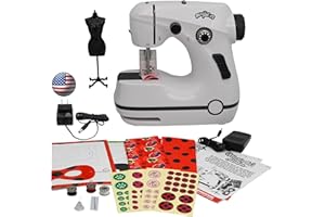 Miraculous Ladybug - Marinette's Mini Sewing Machine For Beginners And Kids, Dual Speed Portable Machine with Miraculous Fabric, Black Mannequin, Superhero Mask Cutouts, And Foot Pedal (Wyncor)