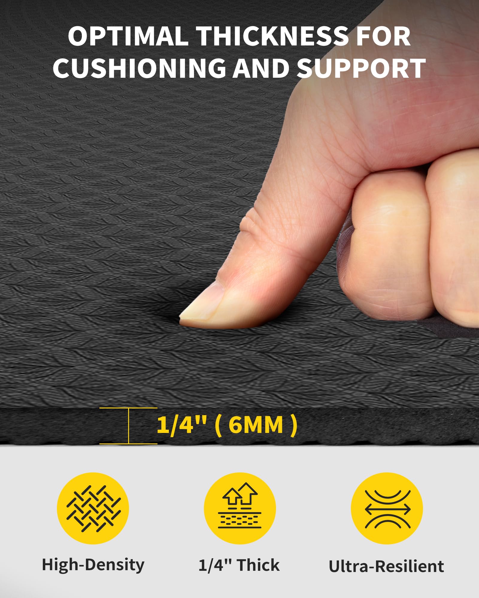 CAMBIVO Large Yoga Mat (6'x 4'), Extra Wide Workout Mat for Men and Women, 1/3 &1/4 Thick Exercise Fitness TPE Mat for Home Gym, Yoga, Pilates, Workout (Black),6mm - Image 3