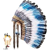 Ballinger Large Native Indian Headdress - Feather Headdress and Choker for Native Decor, Carnival, Halloween and Role Play