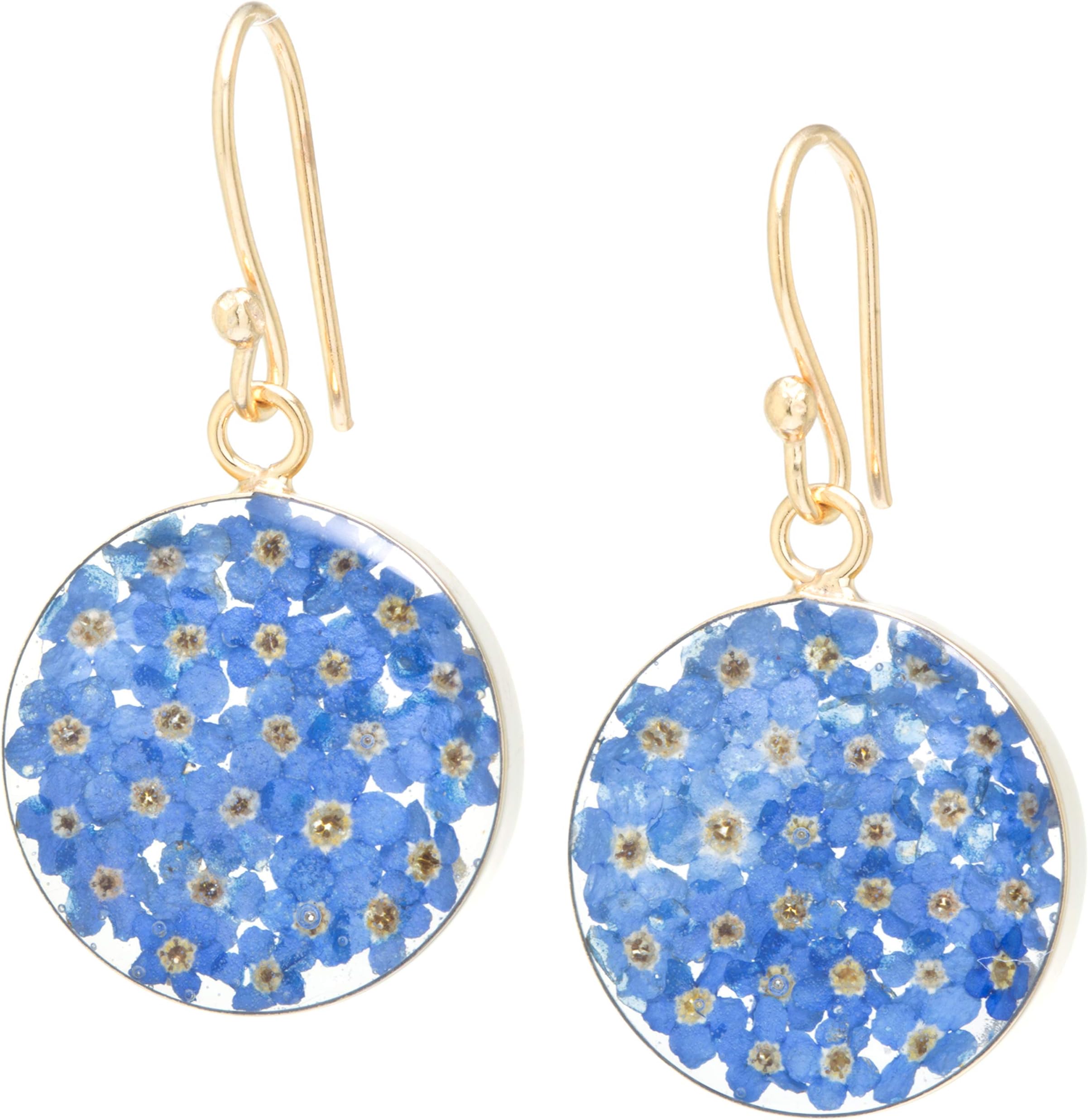 Amazon Collection Sterling Silver Pressed Flower Circle Drop Earrings