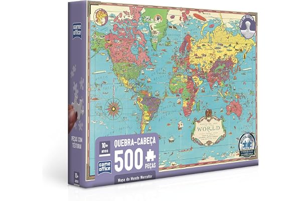 Toyster - Quebra-cabeça: Mapa do Mundo Mercator - 500 peças - Game Office