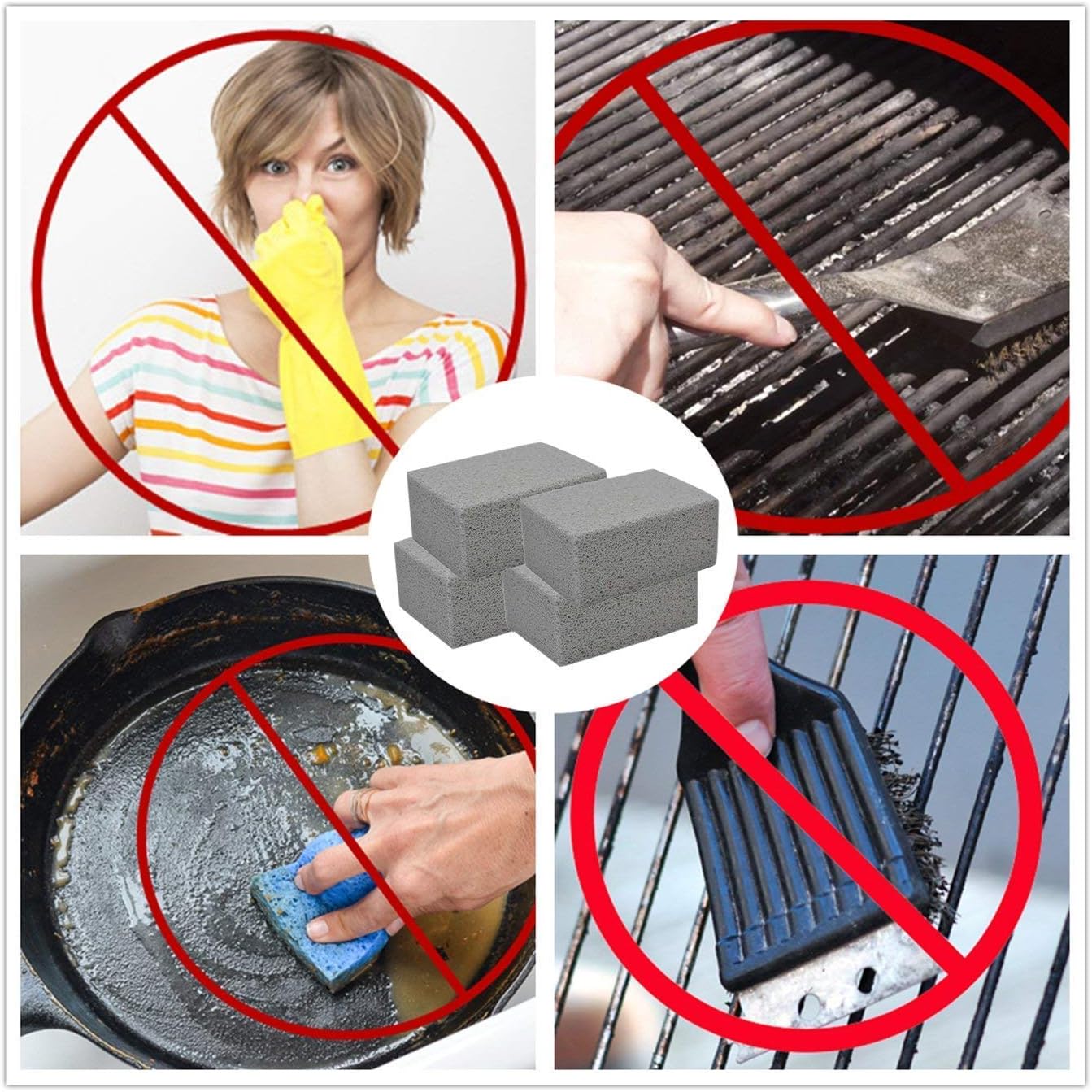 Magiin 4 Pack Gray Pumice Grill Stone Cleaning Brick, Pumice Stone