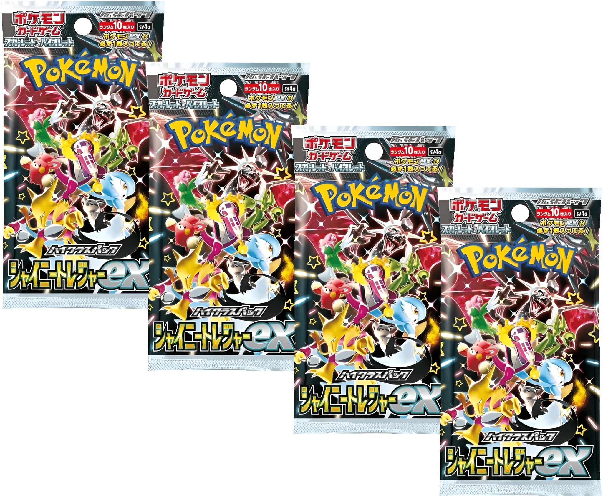 Pokemon TCG Shiny Treasure ex Booster Packs x4 | Japanese Paldean Fates Pokémon Packs | Japanese Pokémon Cards | Paldean Fates Boosters | Pokemon Booster Bundle | Titan Authenticated