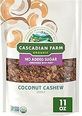 Cascadian Farm Organic Coconut Cashew Granola, No Added Sugar, 11 oz | Sweetened with Dried Date Powder, 25g Whole Grain per 