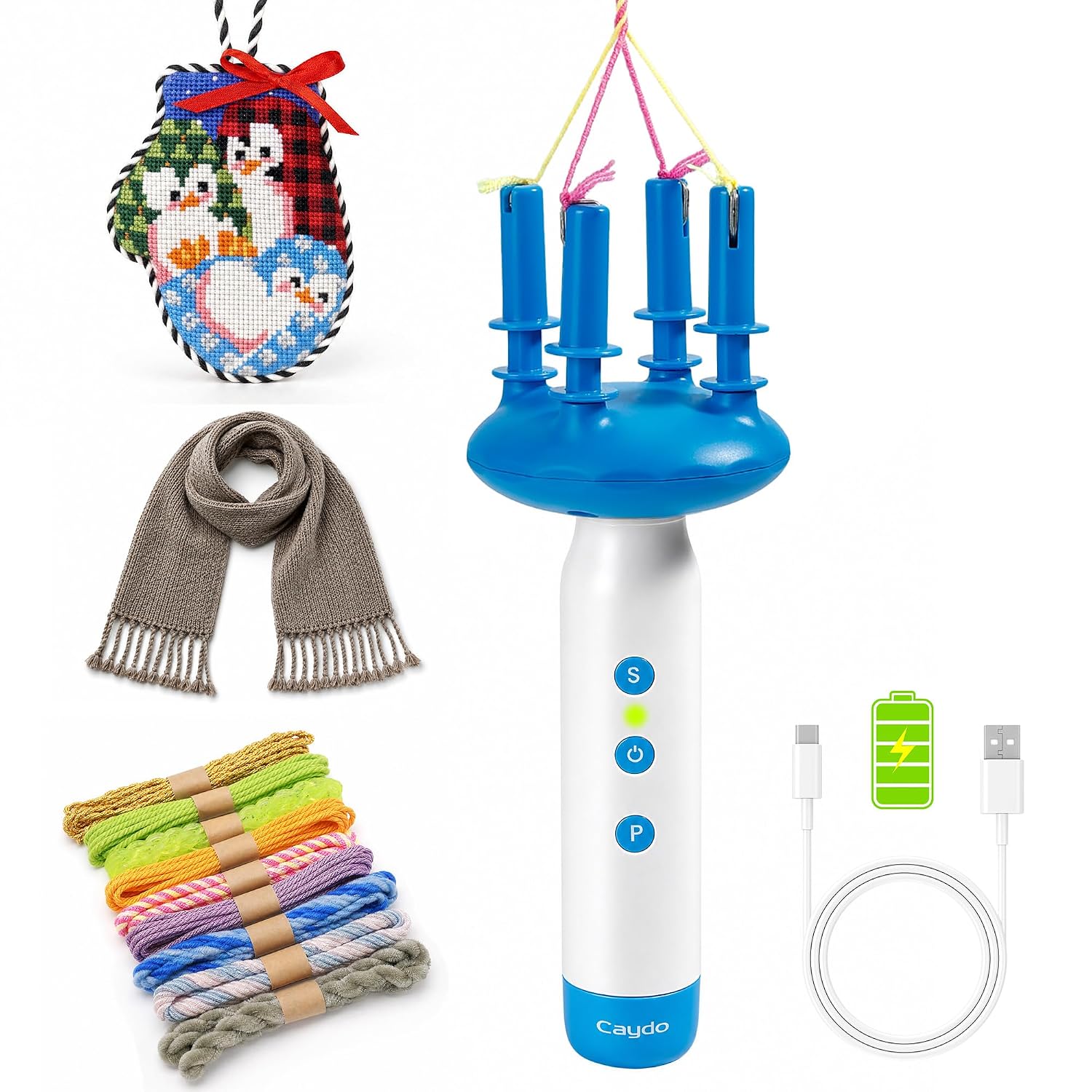 Caydo Cord Maker Fringe Twister Machine T1, Cording for Needlepoint &Sewing | Rechargeable & 2-Speed, Electric Cording Maker