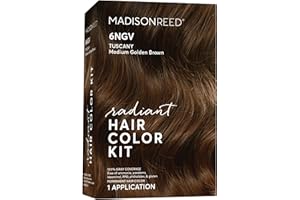 Madison Reed Radiant Hair Color Kit, Medium Golden Brown for 100% Gray Coverage, Ammonia-Free, 6NGV Tuscany Brown, Permanent Hair Dye, Pack of 1