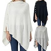Hercicy 3 Pcs Women's Shawl Wrap Soft Knitted Poncho Cape Scarf for Winter (Black, White, Grey)