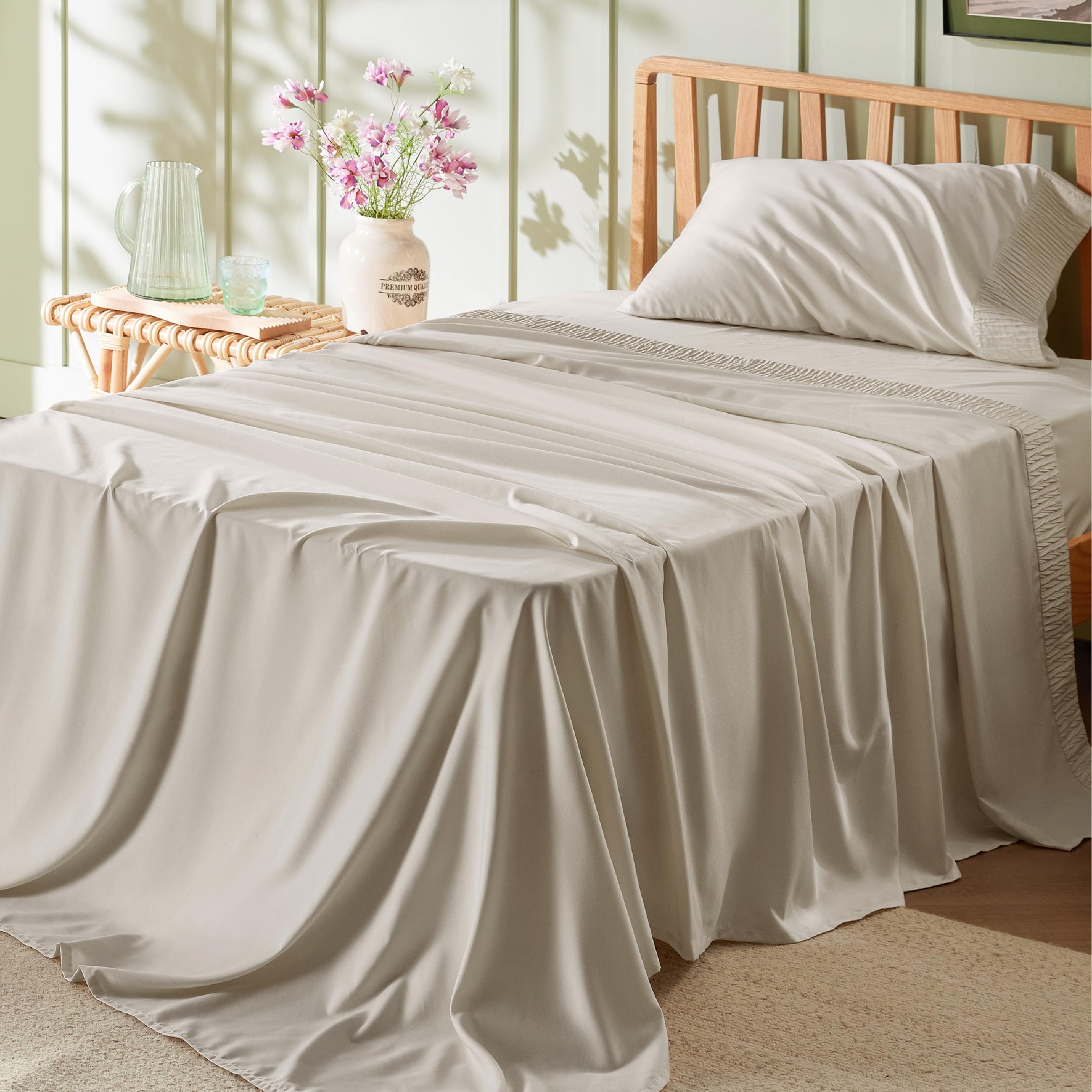 Photo 1 of Bedsure Twin XL Sheet Sets Dorm Bedding - 3 Pieces Soft Extra Long Twin Sheets, Hotel Luxury, Easy Care Microfiber for Women, Men, Linen