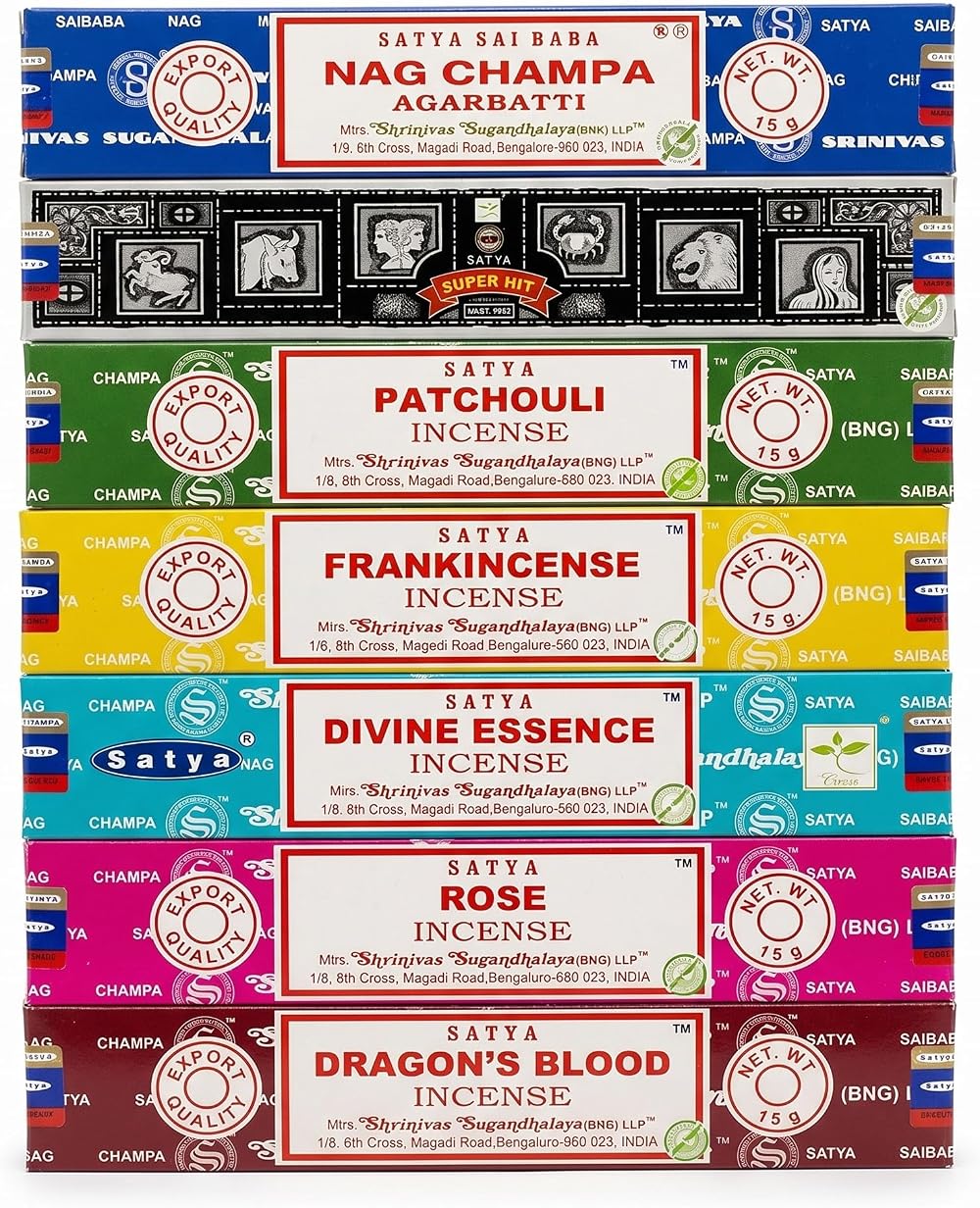 Satya Incense Gift Collection Handcrafted Assorted Sticks 15 g Pack 7 Divine