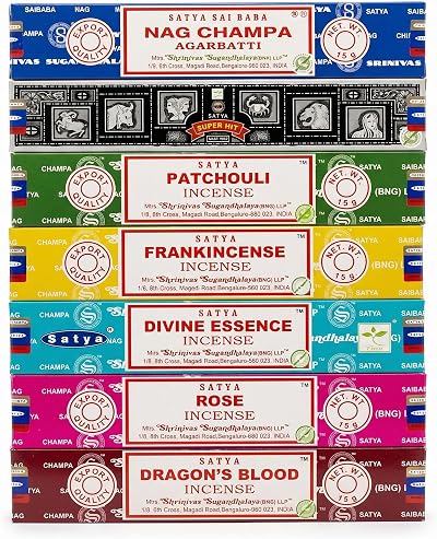 Satya Incense Gift Collection Handcrafted Assorted Sticks 15 g Pack 7 Divine