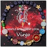 Vinswet Zodiac Bracelets for Women Men,12 Constellations Healing Crystal Stone Beads Bracelet Birthday Zodiac Gifts Horoscope Spiritual Jewelry Bracelet Gifts