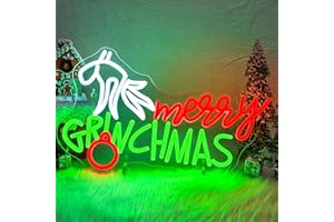 WLHOPE Merry Christmas Sign Grinch Lights Neon Signs for Wall Decor Christmas Window Lights Grinch Neon Sign for Party Backdrop Bedroom Window Bar Club Shop Gift Decoration USB Powered 16.5x9.8inches