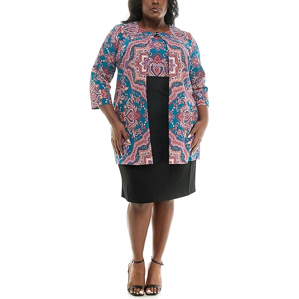 Maya Brooke Women's Border Print Knee Length Sheath Dress and 3/4 Sleeve Jacket 2-Piece Set, Rust/Black, 18W at Amazon Women's Clothing store Maya Brooke Women's Border Print Knee Length Sheath Dress and 3/4 Sleeve Jacket 2-Piece Set, Rust/Black, 18W at Amazon Women's Clothing store