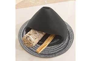 Yawlsow Palo Santo Holder Burner, Charcoal Bakhoor Incense Burner,Smudge Bowl,Sage Holder,Ash Catcher for Meditation Zen Decor (Black+Mat)