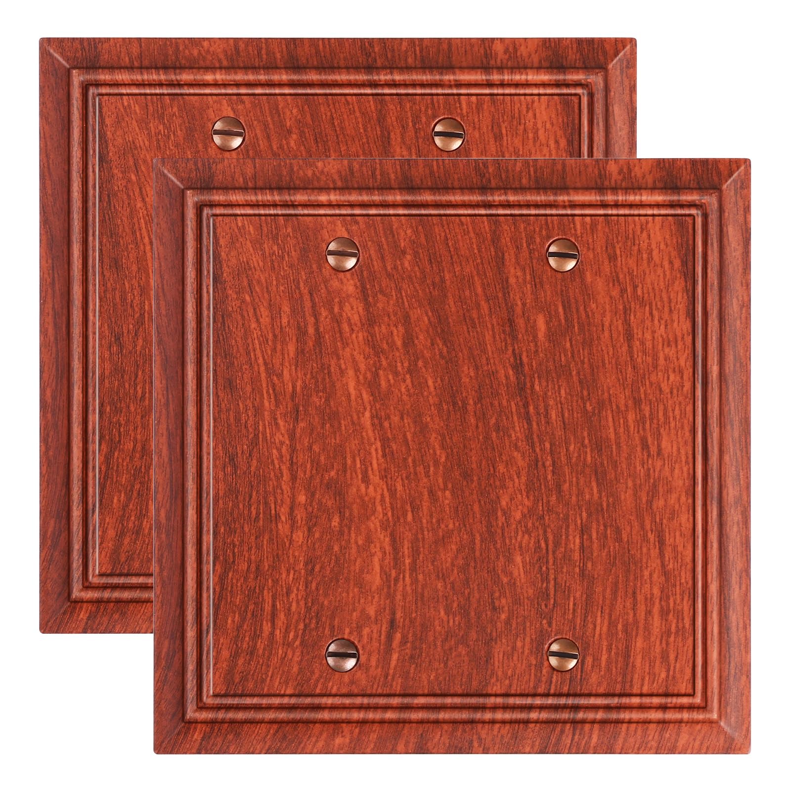 Photo 1 of 2-Pack Double Blank Wall Plate, Durable Natural Bamboo Fiber Wall Plate Cover,Wood Grain 1 Gang Wall Plate for Unused Outlets/Switches