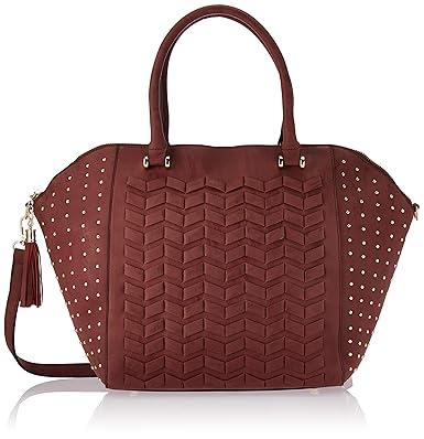 Mellow World Corrine Hb27134, Vegan Leather Whipstitch Satchel and Studded Accents Shoulder Bag