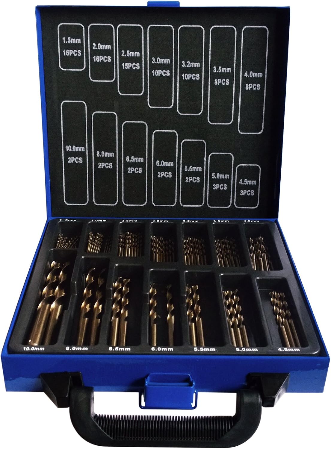 Titanium Coated 99 Piece Drill Bit Set/Kit in Metal Case - HSS Wood Metal Plastic