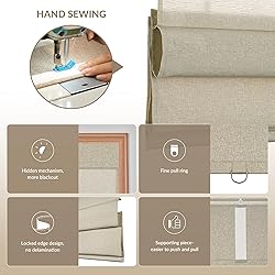 Boolegon No Drill Cordless Roman Shades for
