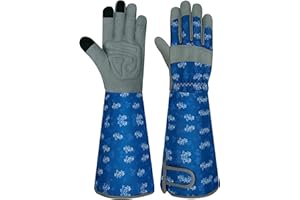 MERTURN Long Gardening Gloves for Women Thorn Proof Leather Garden Gloves Breathable Working Gloves for Women Yard Outdoor