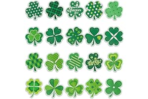 TEVXJ 20 PCS St. Patrick's Day Gel Cling Stickers Shamrock Window Stikes for Kids Toddlers Room Decoration Reusable Removable Clover Jelly Clings for Refrigerators Home School Classroom Party Favors