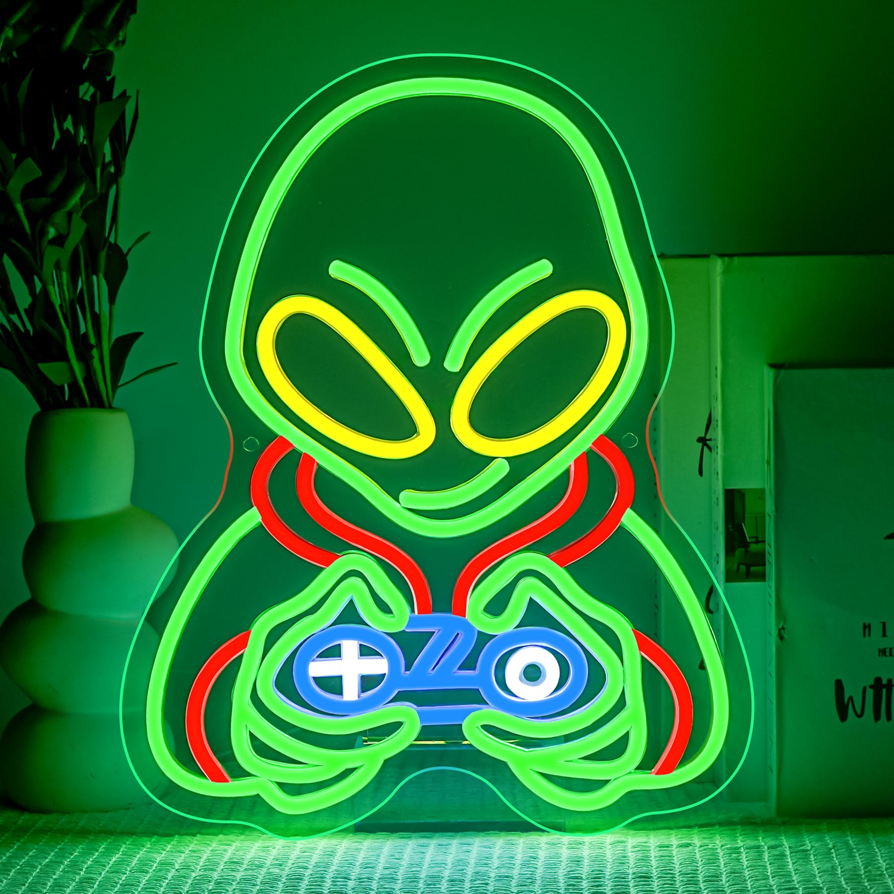 SIGNSHIP Alien Playing Game Neon Light Sign,Alien Neon Sign Dimmable for Decoration,Aliens Game Led Signs Wall Decor for Playroom,Man Hole,Family Room,Kids Room,Gift for Boy