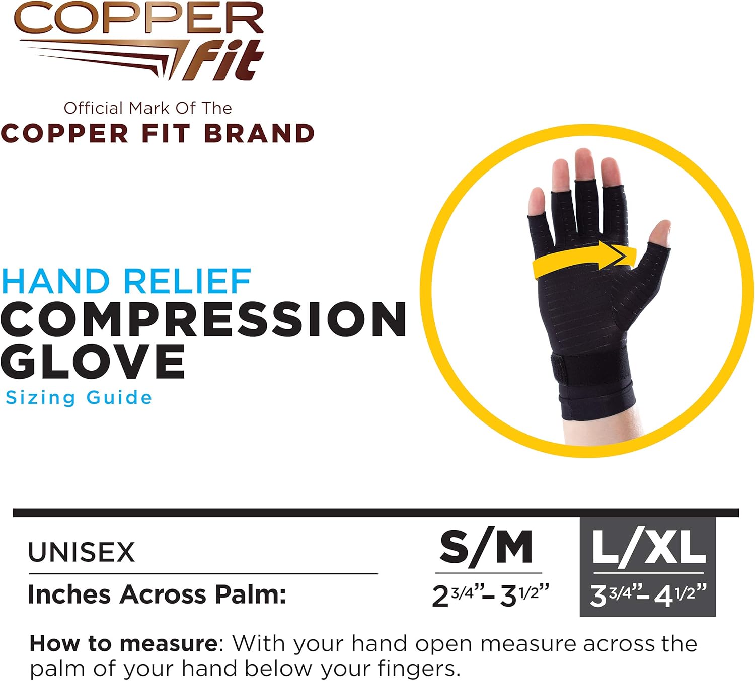 Copper Fit Standard Hand Relief, black, Large/X-Large (Pack of 1): Health & Personal Care