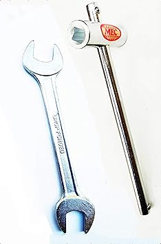 MEC 2Pieces Oxygen Gas Cylinder Keys Sliding & Fix Double Ended Wrench Spanner Chrome Plated
