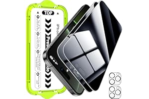 Esanik [2+2 Pack for iPhone 16 Pro Privacy Screen Protector – Anti-Spy Tempered Glass & Camera Lens Cover, Military-Grade 9H Hardness, Anti-Scratch, Flawless Fit Tray