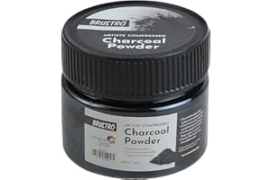 BRUSTRO Artists Compressed Charcoal Powder 100 ml. | Richest Black Tone, Ideal for Layering, Shading, Drawing, Sketching, Mixed Media Art, Fine Art Students, Professionals.