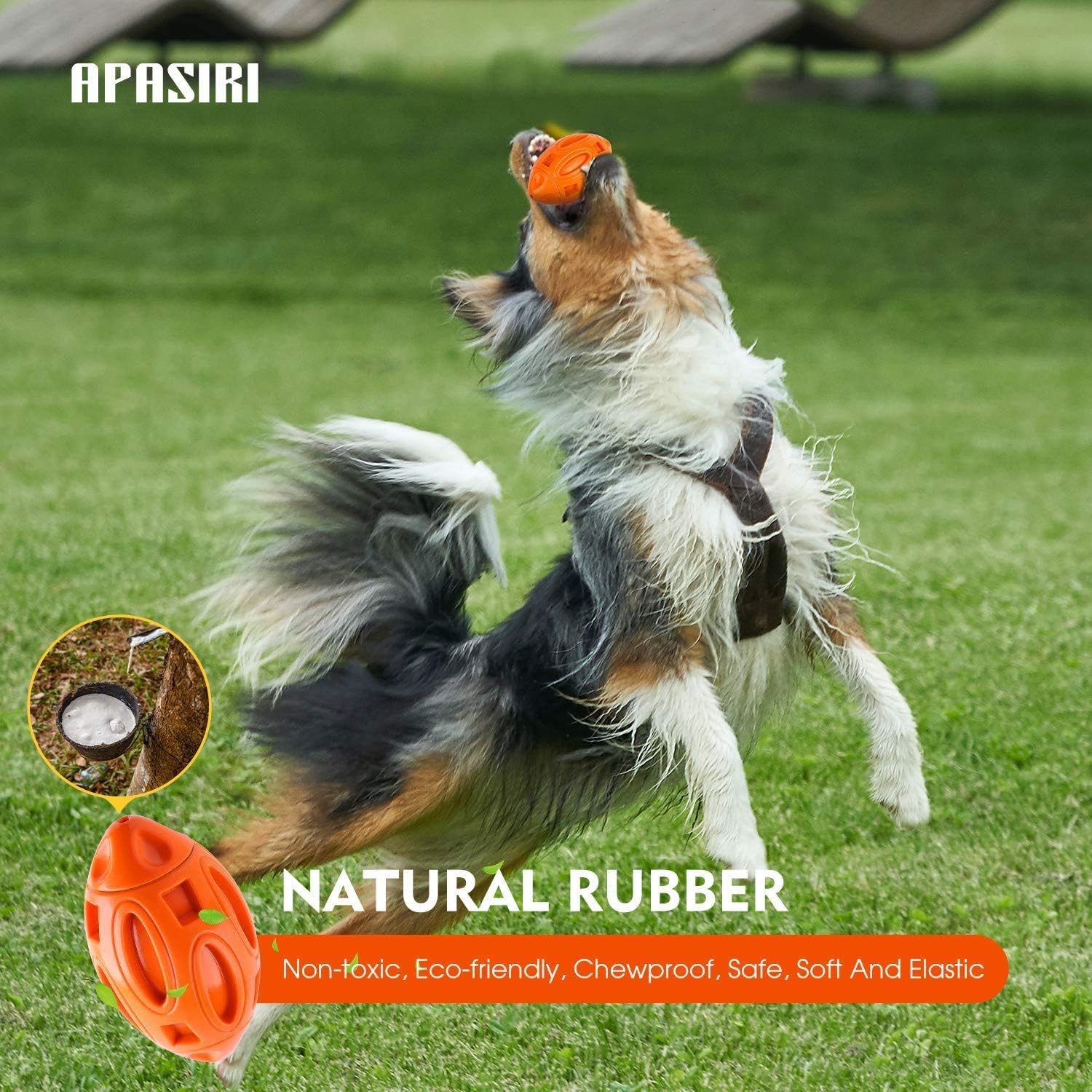 Dog Chew Toys Squeaky Toy for Aggressive Chewers Indestructible Ball for Medium Large Breed Tough Dog Toys for Extreme Chewers Boredom Long Lasting Interactive Rubber (Orange) - Image 5