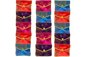 Bleiou 15 Pcs Jewelry Silk Purse Pouch Brocade Gift Bags Mix Colors(Large)