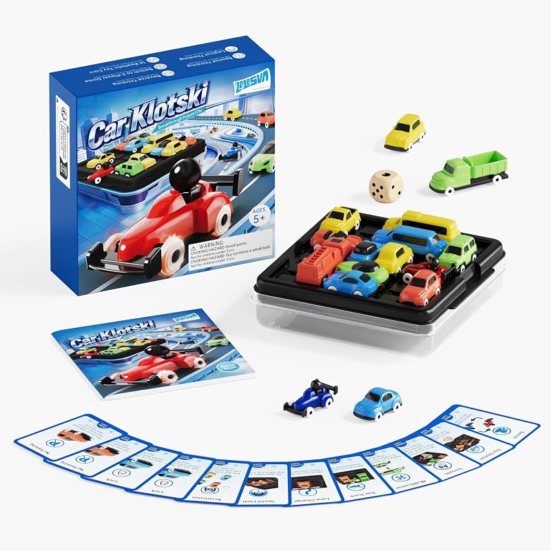 Sblocca l'auto Klotski, gioco di puzzle scorrevole, gioco da tavolo di logica per risolvere gli ingorghi stradali, con 16 auto e oltre 100 sfide, giocattolo rompicapo STEM per 2 giocatori