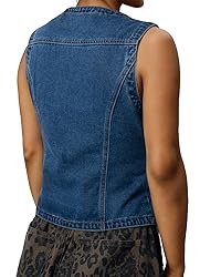 Ladyful Women's Classic Crop Denim Waistcoat Vest