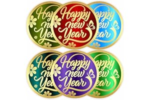 PARTH IMPEX Happy New Year Stickers - (Pack of 120) 2" Large Round Gold Foil Stamping Labels for Cards Gift Envelope Seals Boxes