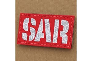 TACTICAL FREAKY IR SAR 2x3.5 Search and Rescue Combat Tactical Morale Fastener Patch (Red Solas Reflective)