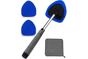 COFSODI Auto Window Cleaning Tool, Retractable Windshield Cleaner Wand, Car Window Glass Cleaning, Double Sided car Window Cleaner, Microfiber Mirror Cleaning Tool kit. Car Interior Cleaning. (Blue)