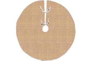 Livder 59 Inch Linen Burlap Christmas Tree Skirt Large Round