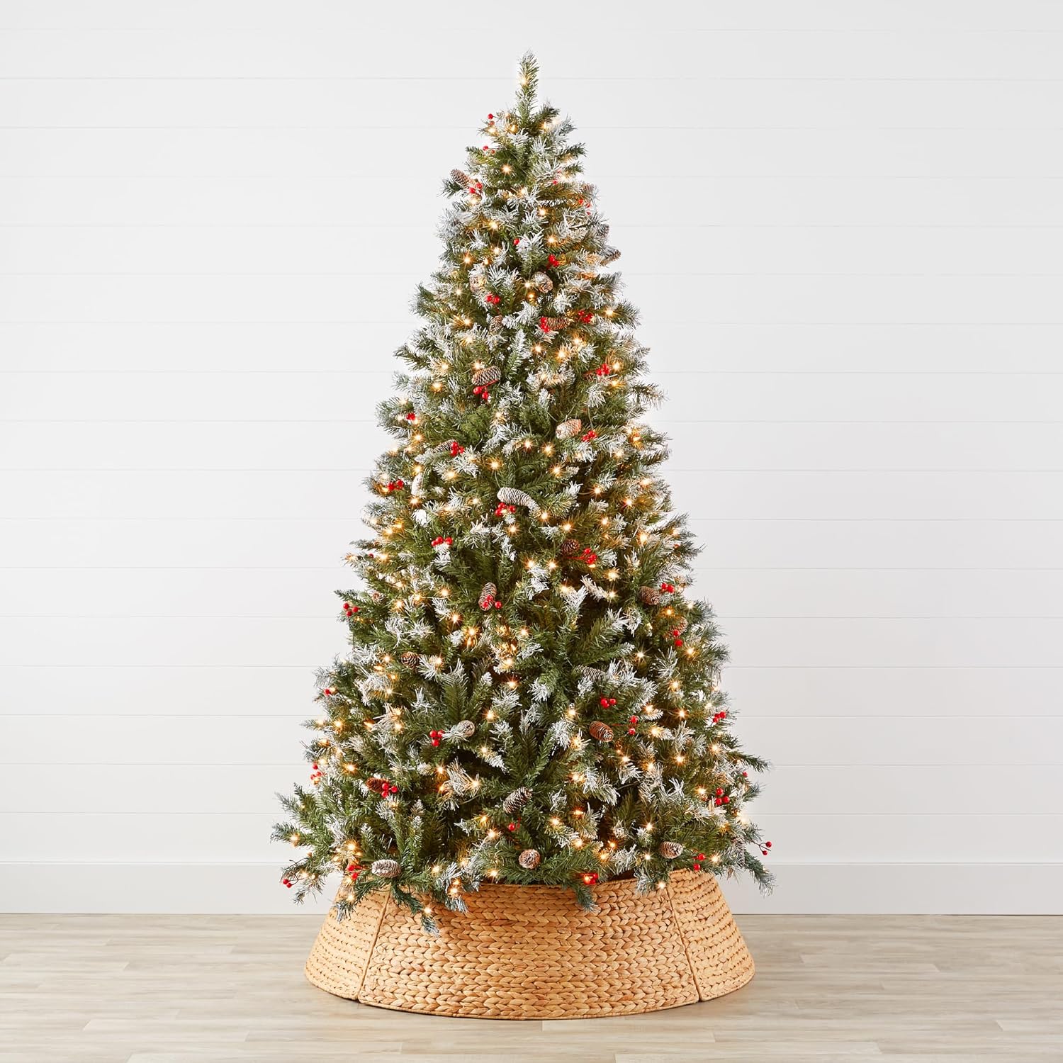 Trees - Best Choice Products Christmas Tree Pre-Lit, Pre-Decorated Artificial 6ft Frosted Pine Holiday Decoration w/Frosted Tips, Pine Cones, Berries