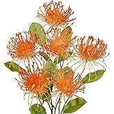 Hollyone 33" Orange Artificial Mums for Outdoors Fall Flowers Fake Fall Mums Faux Chrysanthemum 2Pcs Faux Spider Mum Flower Arrangement with 3 Heads Long Stem Centerpiece Bouquet Decorations for Home