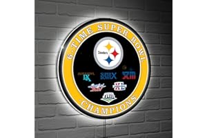 Team Sports America NFL Pittsburgh Steelers Multi-Win Superbowl Champions | Ultra-Thin LED Light Wall Sign Décor | Made in the USA | Football Fan Décor for Office, Living, Game or Bedroom