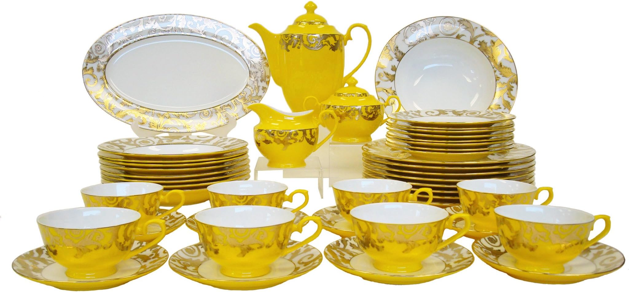 Auratic CP 47-FE10-231-Y Dinner Set, 47-Piece, Yellow Glaze